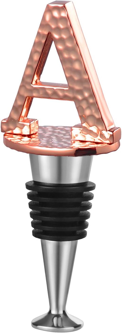 Miicol Wine Bottle Stopper, Prosecco Stopper, Rose Gold Wine Stopper, Personalised Champagne Stopper, Initial Wine Stopper, Funny Prosecco Gift, Wine Lovers Gift, Letter A