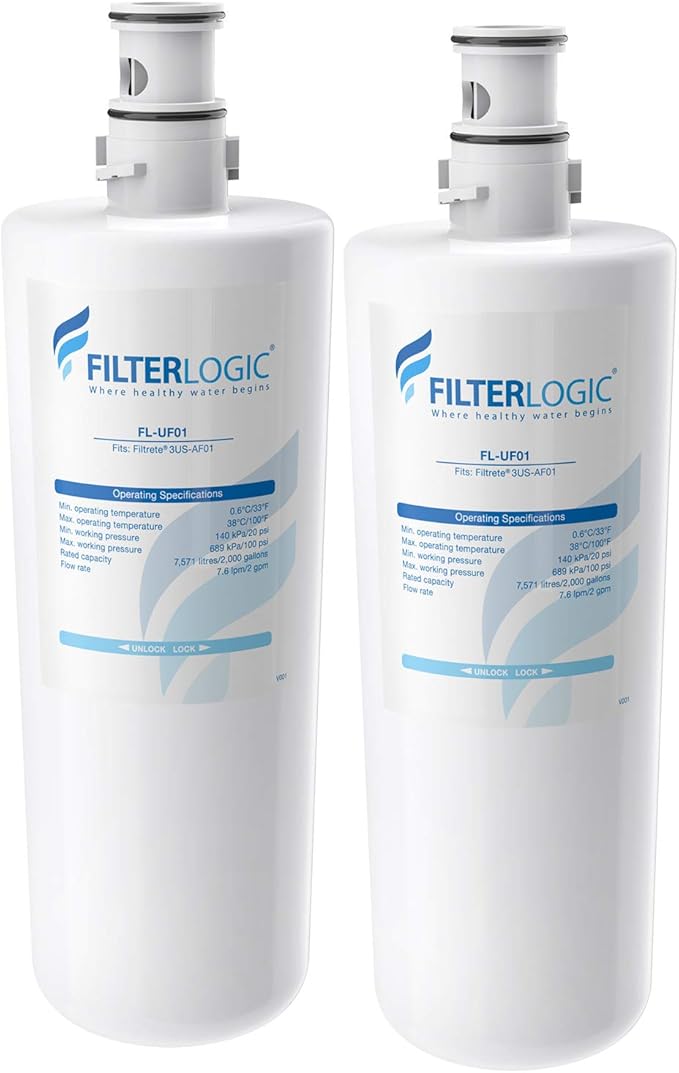 Filterlogic 3US-AF01 Under Sink Water Filter, Replacement for Standard 3US-AF01, 3US-AS01, WHCF-SRC, WHCF-SUFC, WHCF-SUF, NSF/ANSI 42 Certified (Pack of 2)