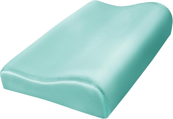 HOMBYS Satin Pillow Case for Contoured Support Pillow (DO NOT Include Pillow) -Zippered Pillow Cover for Neck Pillow for Cervical 1 Pack-Silky, Smooth and Breathable, Standard