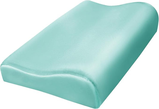 HOMBYS Satin Pillow Case for Contoured Support Pillow (DO NOT Include Pillow) -Zippered Pillow Cover for Neck Pillow for Cervical 1 Pack-Silky, Smooth and Breathable, Standard