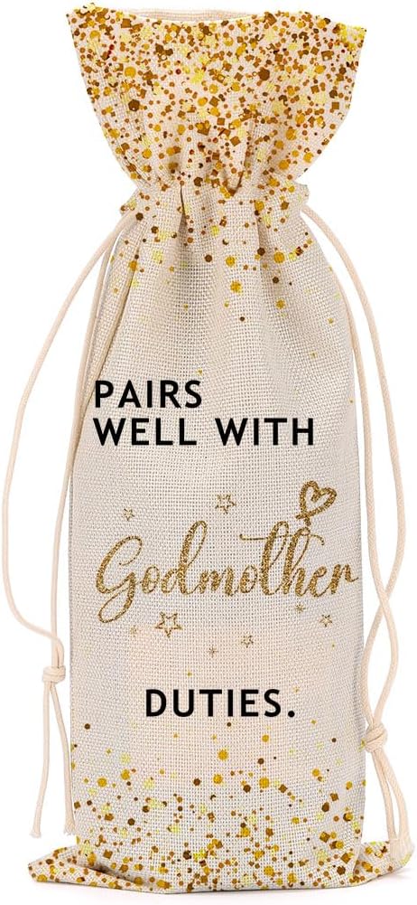 Godmother Gift Godmother Proposal Gift Wine Bag Godparents Gift Will You Be My Godmother for Baptism Women Aunt Bestie Sister Friend Congratulations Wine Bags