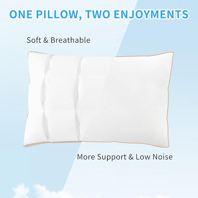 YOUR MOON Soft Pillow King for Sleeping, Super Soft Support Down Alternative Pillow, 100% Cotton Shell Luxury Comfy Fluffy Bed Pillows for Sleep(White)