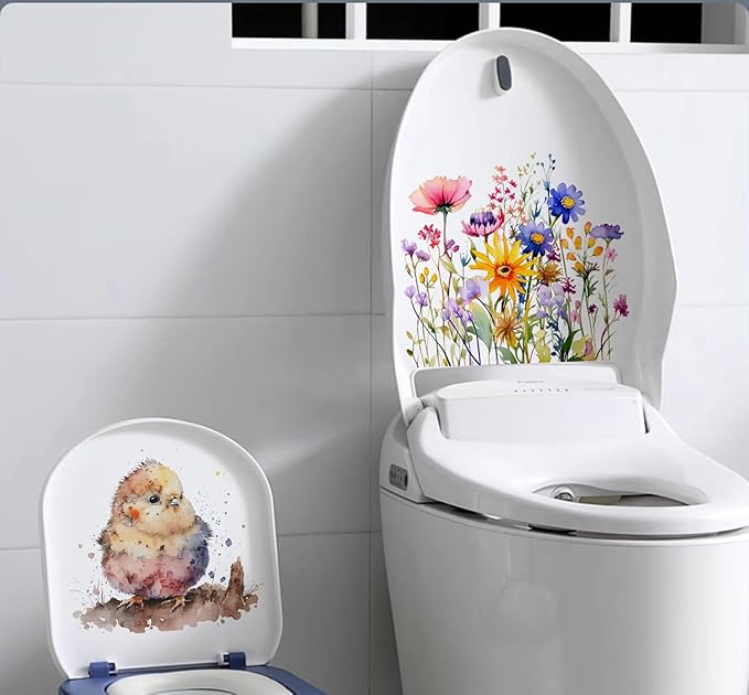 Lovely Cute Watercolor Chicken Wall Stickers Decals, Farm Animals Decor Vinyl Waterproof Peel Removable Self-Adhesive Murals for Nursery Kids Bedroom Bathroom Toilet Playroom Furniture Classroom