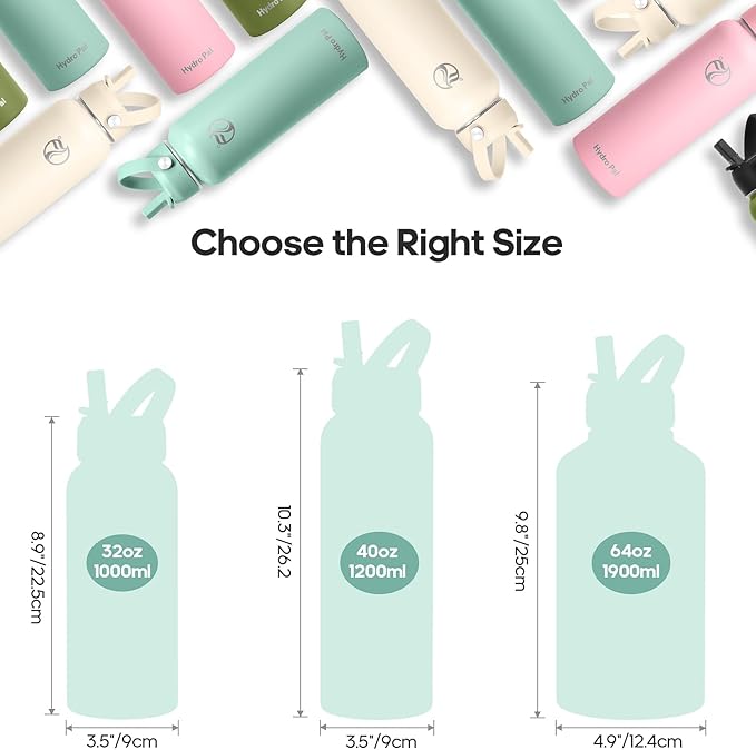 Insulated Water Bottles 32 oz with 2 Leak Proof Lids & Water Bottle Holder, Wide Mouth Sport Water Bottle with Straw, Reusable Stainless Steel Water Flask, Double Walled Vacuum Thermos