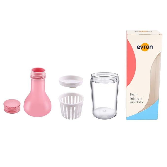 evron 35 oz Fruit Infuser Water Bottle,Infusion Water Pitcher Bottle,Detachable Large Opening for Easy Fruit Adding & Cleaning Designed (35 oz Pink)