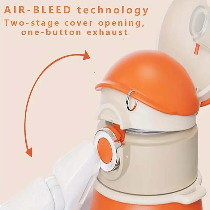 Deer Thermal Vacuum Insulated Water Bottle with Straw & lid - Durable & Premium Design - Easy Open Button, Food Grade Stainless Steel - Dishwasher Safe kids cup (17 Oz)