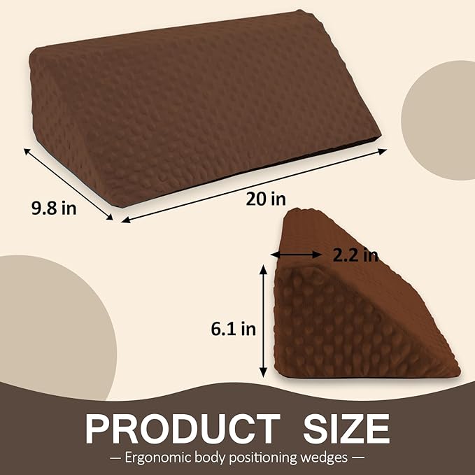 Wedge Pillow for Side Sleeping, Body Positioning Foam Wedge Pillow, Side Wedge Pillow for Sleeping Non-Slip Back Positioning Pillow for Bed Sore Wedge (Brown)