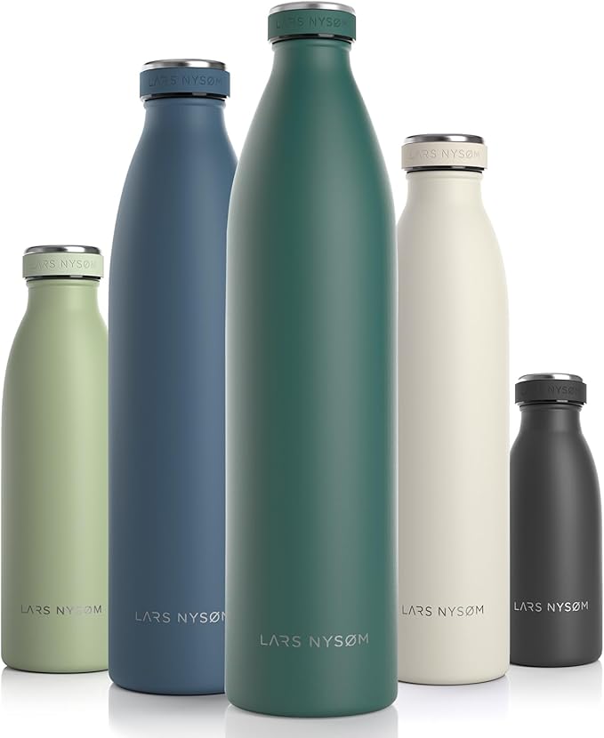 LARS NYSØM Stainless Steel Insulated XL Water Bottle 12oz 17oz 25oz 34oz 51oz | BPA-free Insulated Thermo Flask for Hot and Cold Beverages | Leakproof Large Drinking Bottle (Bayberry, 51oz)