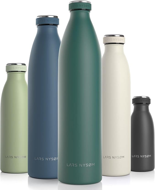 LARS NYSØM Stainless Steel Insulated XL Water Bottle 12oz 17oz 25oz 34oz 51oz | BPA-free Insulated Thermo Flask for Hot and Cold Beverages | Leakproof Large Drinking Bottle (Bayberry, 51oz)