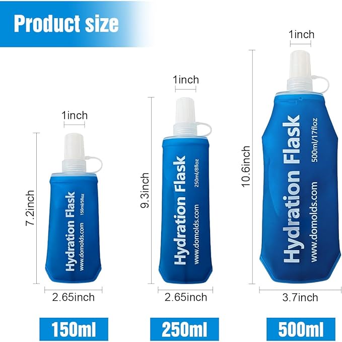 500ML Soft Flask, Running Water Bottle Foldable TPU Hydration Flask for Running Hydration Pack Cycling Hiking Marathon, Pack of 2