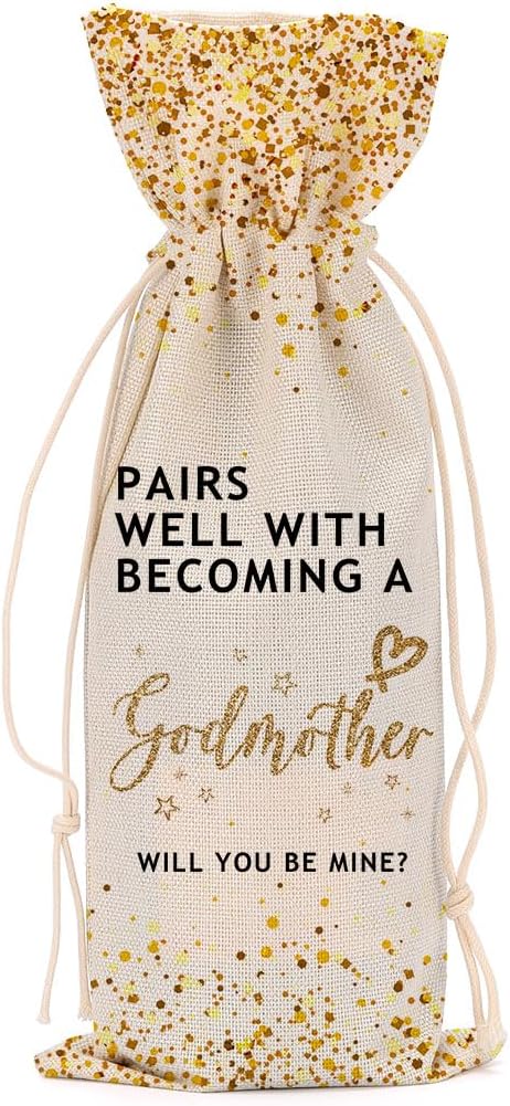 Godmother Gift Godmother Proposal Gift Wine Bag Godparents Gift Will You Be My Godmother for Baptism Women Lady Bestie Sister Friend Congratulations Wine Bags
