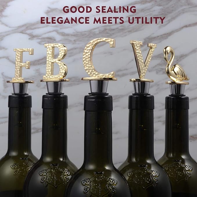 Miicol Wine Stopper, Prosecco Stopper, Wine Bottle Stopper, Personalised Champagne Stopper, Gold Wine Accessories, Wine Lovers Gift, Monogram Gift, Letter C