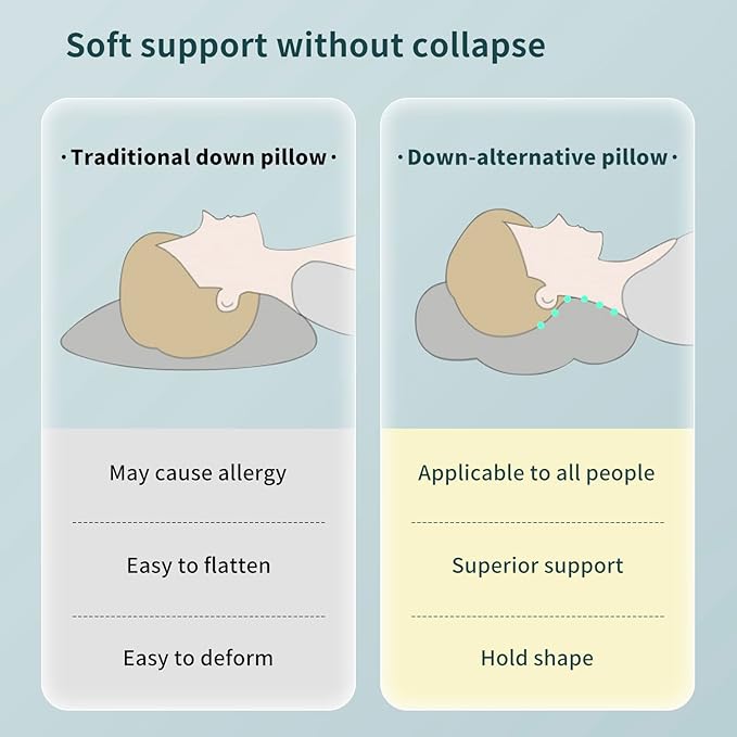 Standard/Queen Size Set of 2 - Adjustable Down Alternative Bed Pillows - Stomach, Luxury, Cooling Neck Pillow for Sleeping Back, and Side Sleepers (Queen (Pack of 2))