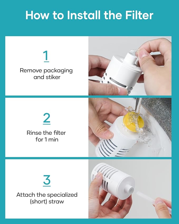 BUZIO Single Water Bottle Filter Replacement, Carbon Filter for Water Bottles & Tap Water, Duration 3 Months, 48 Gallons, Reusable for Clean Drinking Water On The Go