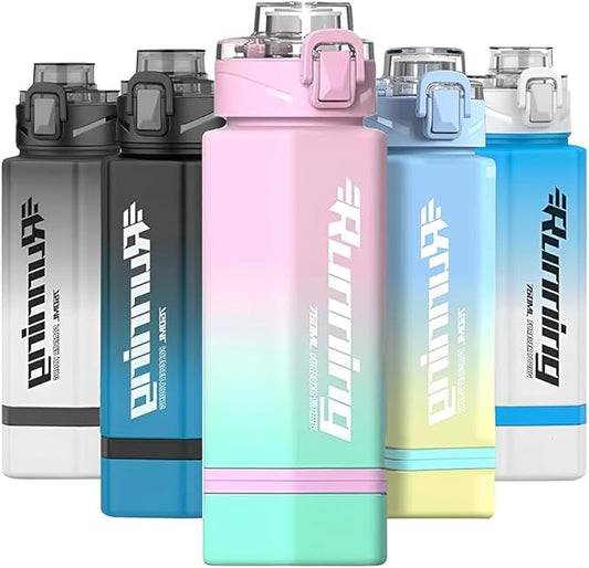 27 oz Hexagon Water Bottle, Wide Mouth Leak Proof Water bottles BPA-free Plastic Water Bottles Hexagonal Shape Water Bottle Reusable Water Bottle With Handle for Travel Fitness(Pink)