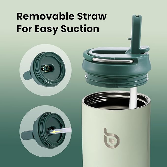 BOTTLE BOTTLE Insulated Water Bottle 24oz with Straw Lid and Handle for Sports Travel Gym Stainless Steel Water Bottles Double-Wall Vacuum Metal Thermos Bottles Leak Proof BPA-Free