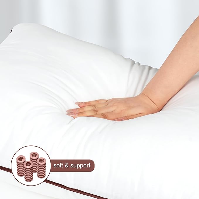 Luxury Comfort Bed Pillows - Hypoallergenic Polyester Microfiber Material - Premium Sleep Support for Side, Back, and Stomach Sleepers - Set of 2, Queen Size 18 x 28 inches, 45 cm x 70 cm