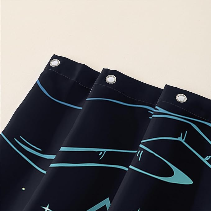 AILONEN Blue Moth Shower Curtain,Flora Death Moth Bath Curtain for Bathroom Decor,Polyester Waterproof with 12 Plastic Hooks 72" W*72" H