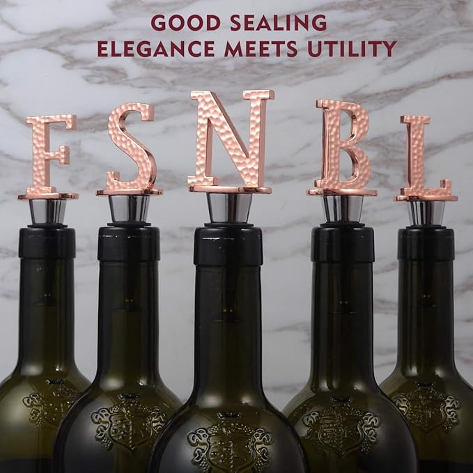 Miicol Wine Bottle Stopper, Prosecco Stopper, Rose Gold Wine Stopper, Personalised Champagne Stopper, Initial Wine Stopper, Funny Prosecco Gift, Wine Lovers Gift, Letter N