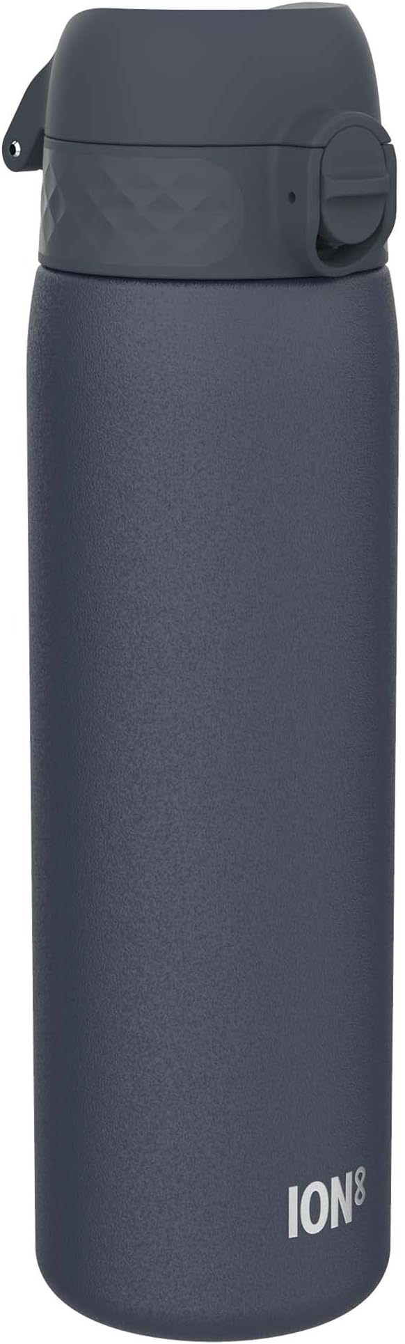ION8 Steel Water Bottle, 600 ml/20 oz, Leak Proof, Easy to Open, Secure Lock, Dishwasher Safe, Flip Cover, Fits Cup Holders, Carry Handle, Durable, Scratch Resistant, Carbon Neutral, Navy Blue