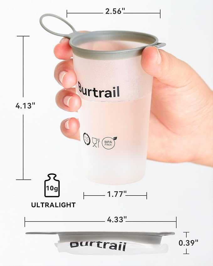 Collapsible Running Cup,Ultralight Protable Running Water Cup for Trail Running,Ultramarathon,Backpacking,Camping-BPA Free,200 ml/6.8 oz-2Pack, SkyBlue & White