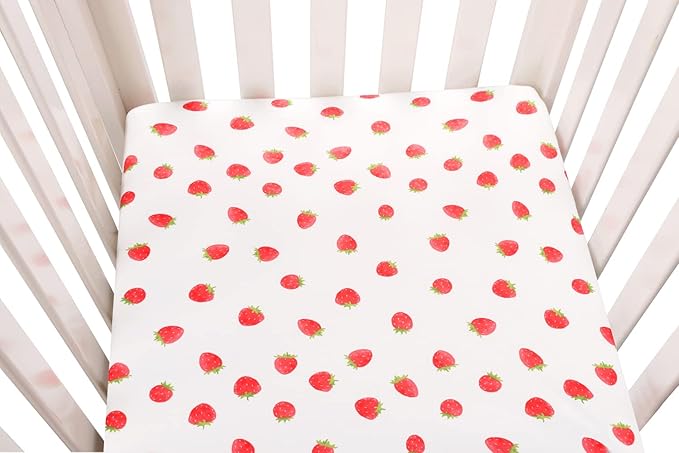Bassinet Sheets Compatible with Graco Pack ‘n-Play Dome LX Bassinet (not Playard), 2 Pack, 100% Jersey Knit Cotton 190GSM, Ultra Soft Breathable, Lemon and Strawberry