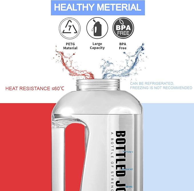 Water Bottle with Time Markings, 2.5 Litre Sports Water Bottle with Handle Leakproof Reusable & BPA Free, Flip Cap with Cleaning Brush Daily Water Intake Bottle Ideal for Gym Office