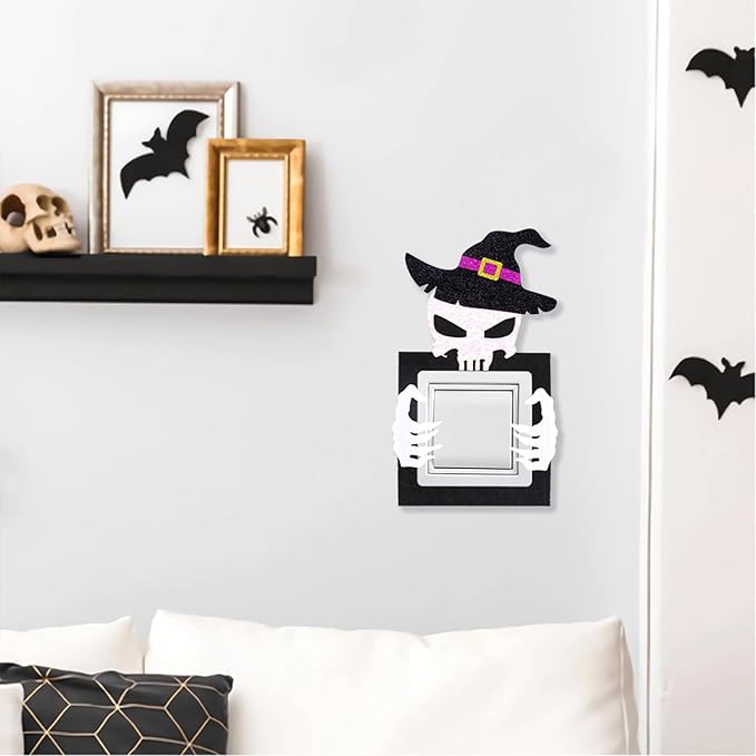 Creative Halloween Switch Decals Evil Eye Pumpkin Door Frame Wall Decals Decorative Art Murals Black Cat Devil Switch Sticker for Halloween Living Room Bedroom Bathroom Kitchen Light Switch Decor