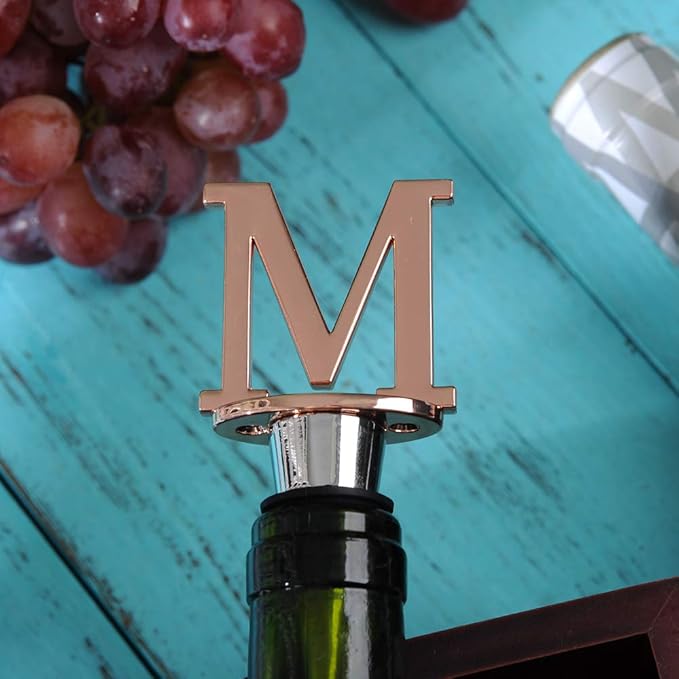 Miicol Wine Stopper, Prosecco Stopper, Wine Bottle Stopper, Personalised Champagne Stopper, Rose Gold Wine Accessories, Wine Lovers Gift, Monogram Gift, Letter M