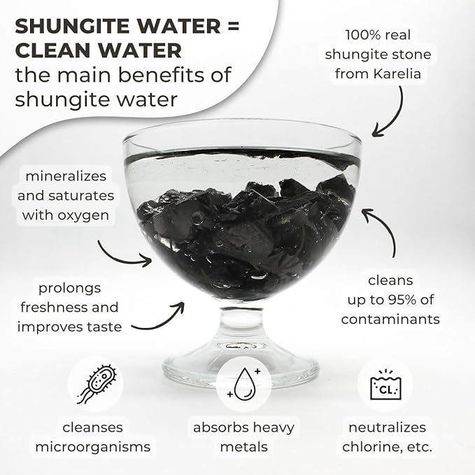 Karelian Heritage Elite Shungite Rocks for Water Purification & Filtering 0.2 lb (0.03-0.1 oz per Stone) | Certified Natural Authentic Shungite Stones from Karelia | Jewelry Making REB9