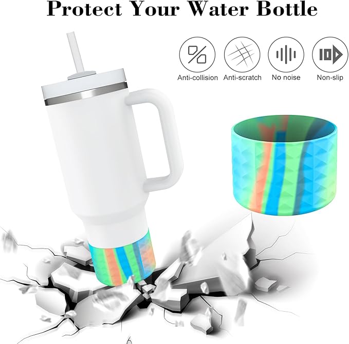 Protective Silicone Bottle Cover Set for Stanley Quencher H2.0 40 30 20 oz Tumbler with Handle & Iceflow, Anti-Scratch Cover Boot for Stanley Cup Accessories BPA Free (D)