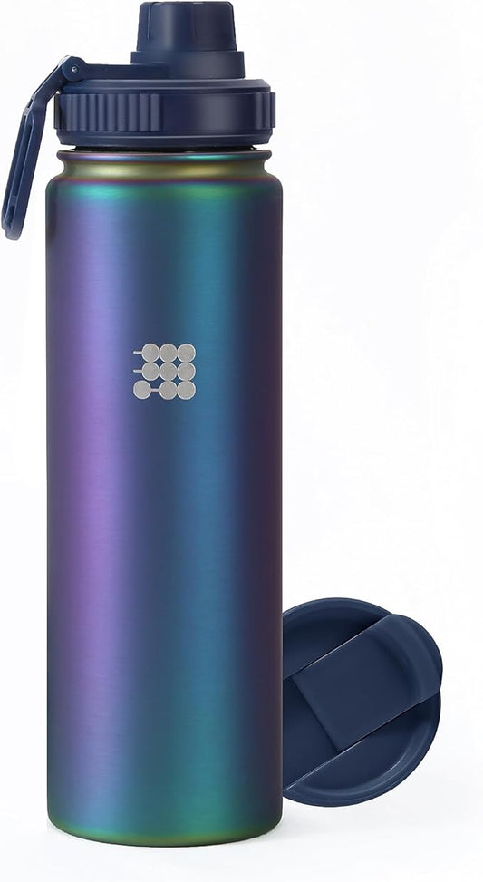 Cubitt Insulated Sports Hydro Water Bottle 24 oz, 2 Lids (Coffee Lid and Wide Mouth Twist Sports Lid), Stainless Steel, Double Walled. Cold for up to 24 hours, Hot for up to 12 hours COSMIC