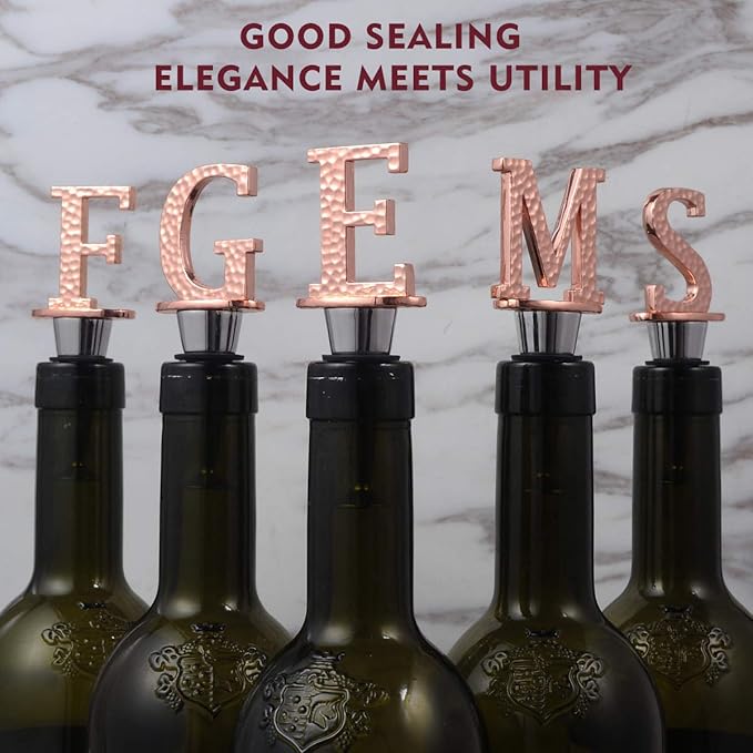 Miicol Wine Stopper, Prosecco Stopper, Wine Bottle Stopper, Personalised Champagne Stopper, Rose Gold Wine Accessories, Wine Lovers Gift, Monogram Gift, Letter E