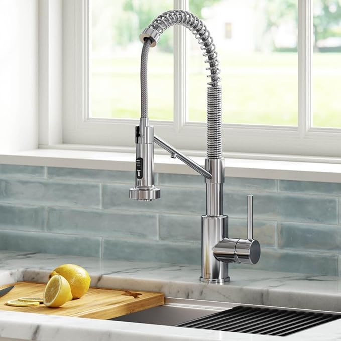 KRAUS Bolden 2-in-1 Commercial Style Pull-Down Single Handle Water Filter Kitchen Faucet for Water Filtration System in Chrome, KFF-1610CH