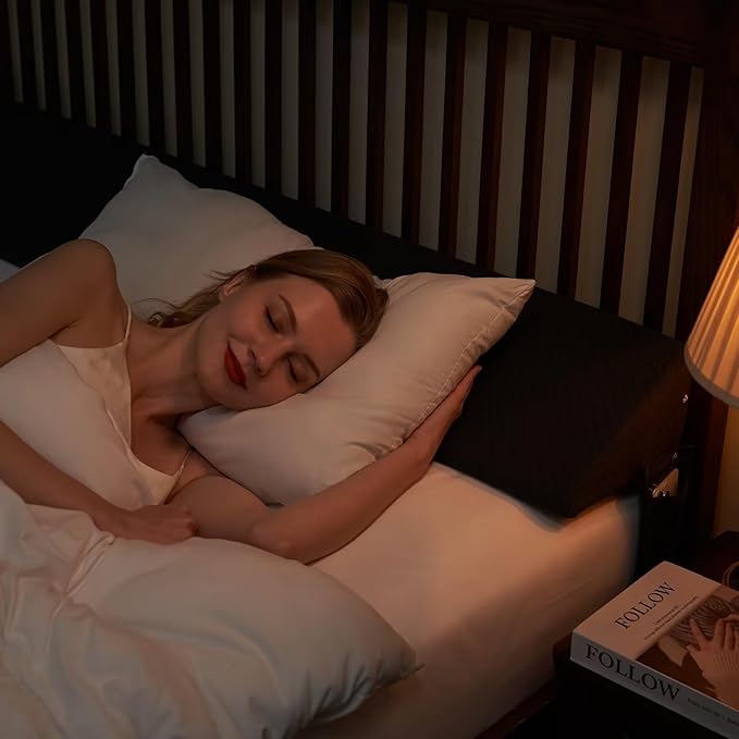 Queen Size (60"x10"x6") Bed Wedge Pillow For Headboard, Bed Gap Filler, Noodle Mattress Wedge Pillow Triangle For Sleeping To Fill The Gap (0-8") Between Headboard and Mattress, (Dark Grey, Queen)