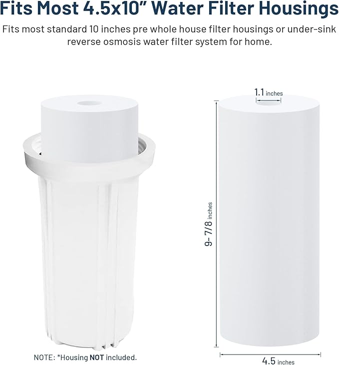 Whole House Water Filter Cartridge Replacement for Well Water, 5 Micron Water Filter 10" x 4.5" Melt Blown PP Sediment Water Filter Compatible with GXWH35F, GXWH30C, HD-950, W15-PR - 1 Pack