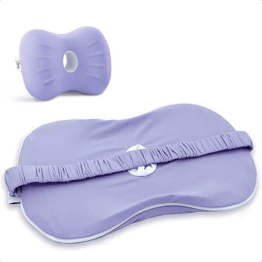 Kevity Leg & Knee Pillow Cove for Side Sleepers - Machine Washable & Cooling Pillow Case with Strap - Replacement Pillowcase Cover 10'' x 8.5'' x 5.3'' - Cover ONLY (Purple, Medium, 1PCS)