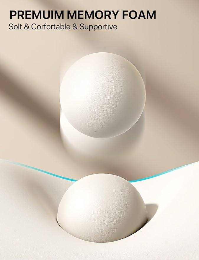 ALLJOY Travel Neck Pillow for Sleeping-Prevents Head Forward,100% Pure Memory Foam Travel Pillow with Eye Mask, Adjustable Clasp, and Seat Strap - Comfort Travel Kit for Airplane, Train, Car