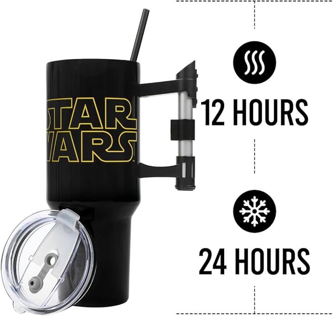 Bioworld Star Wars 40 Oz Stainless Steel Tumbler With Sculpted Lightsaber Handle