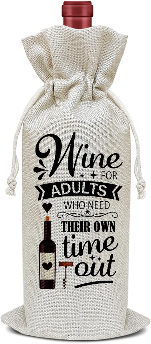 Funny Wine Bag, Funny Gifts Birthday Gifts for Women Men Coworkers Friends Sister Boss, Party Favor Wine Champagne Gift Bag With Drawstring -18