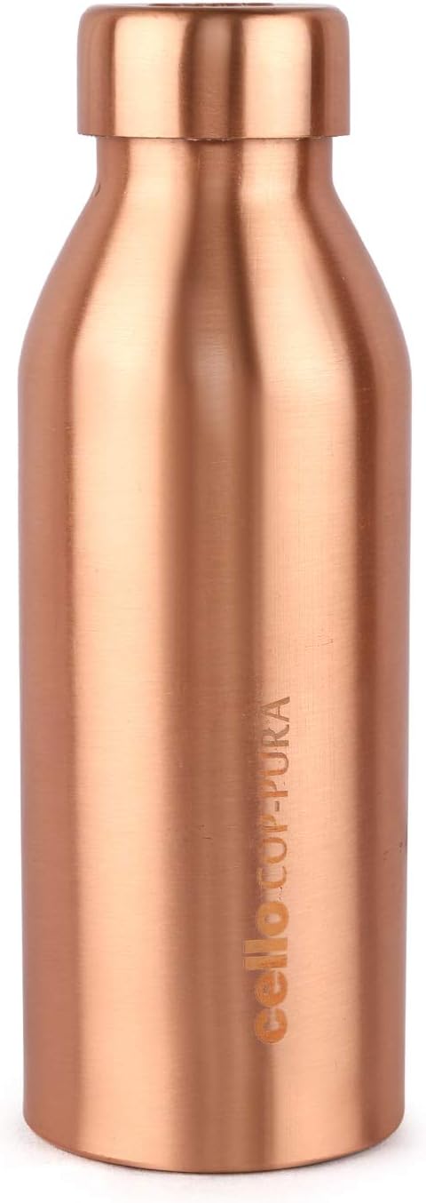Cello Moksh Copper Bottle | 100% Leak Proof | BPA Free | Office Bottle | Gym Bottle | Yoga Bottle | Hiking | Treking Bottle | Travel Bottle, (Brown, 34oz)