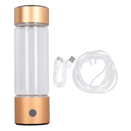 Hydrogen Water Bottle, 410ml Portable Hydrogen Water Bottle Generator, 3Min Quick Electrolysis, Water Ionizer Machine with Nasal Hose, for Daily Drink