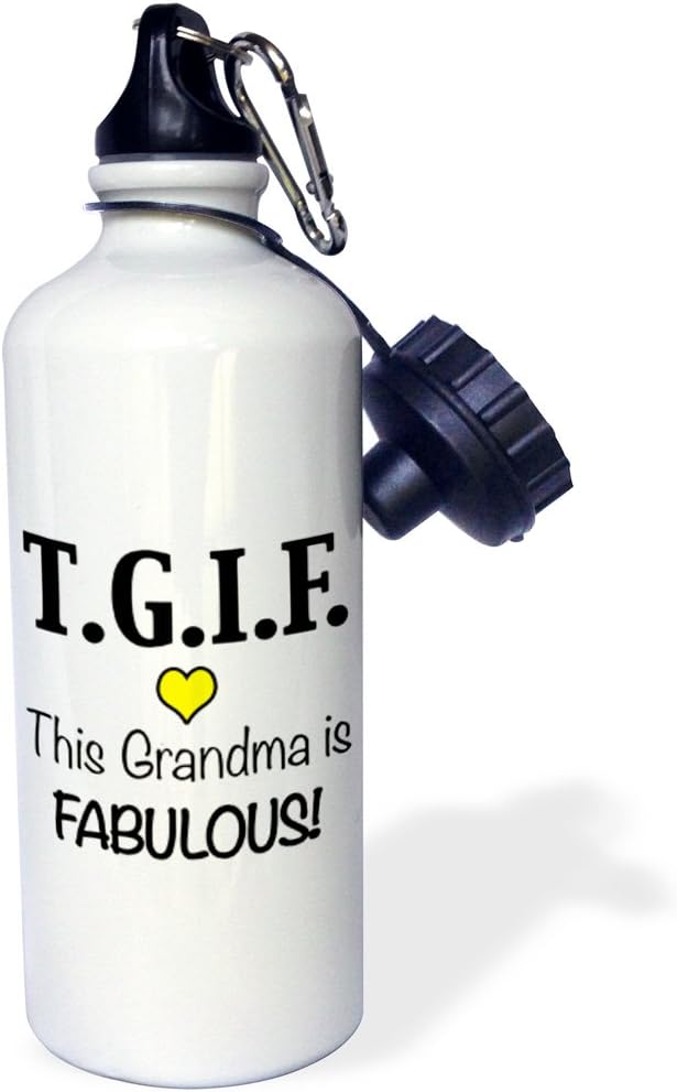 3dRose TGIF This Grandma is Fabulous, Yellow-Sports Water Bottle, 21oz , 21 oz, Multicolor