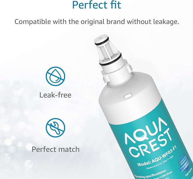 AQUACREST F-1000, 4204490 Water Filter, Replacement for F-1000, Sub-Zero 4204490, 4290510,F-3000 and AquaPure AP Easy C-Complete, Subzero Water Filter 4204490, F-1000S & F-2000S & F-3000S, Pack of 2