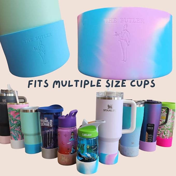 THE BUTLER - Water Bottle Bumper, Water Bottle Bumper, Food Grade Silicone, fits 12 oz - 40 oz Cups, Water Bottle Anti-Slip Sleeve, The Rambo Model