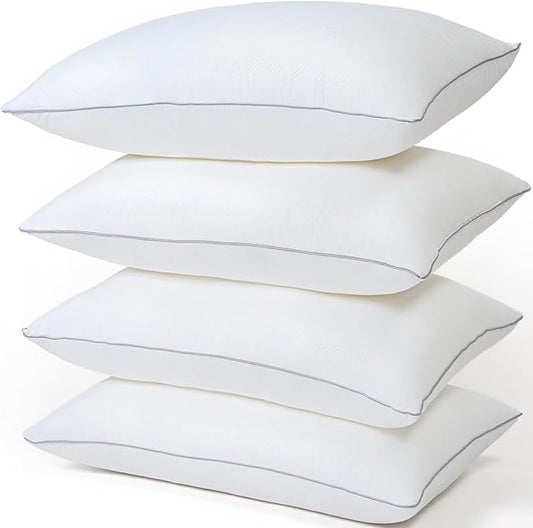 Pillows for Sleeping 4 Pack Bed Pillow Set of 4 for Side Back and Stomach Sleepers Down Alternative Filling Luxury Soft (White, Standard(4 Pack))