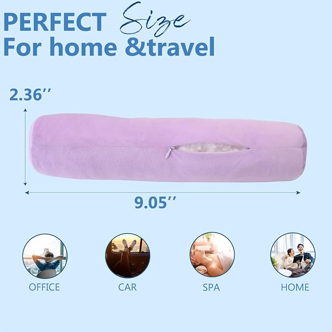 Health Cervical Neck Roll, Comfortable and Highly Resilient Bolster Pillows, Round Neck Pillows Support for Sleeping | Large Size Bolster Pillow for Bed, Legs, Back and Yoga (Purple 81)