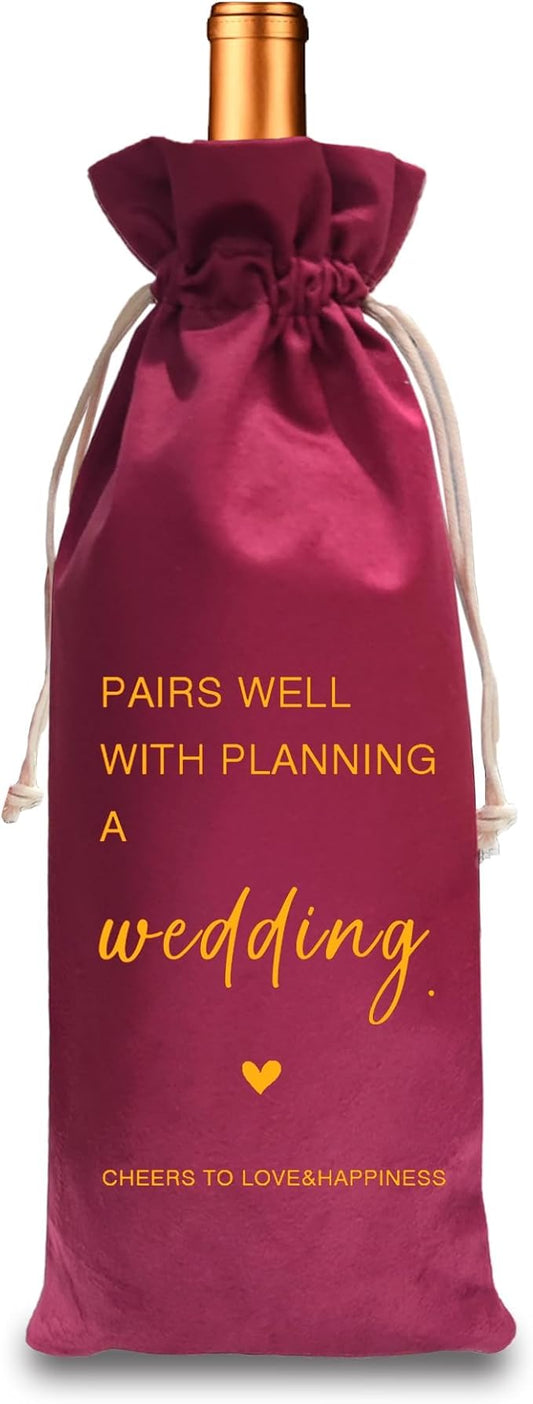 TBITON Wedding Gifts Engagement Gifts for Couple, Wine Bag Wedding Gift for Mr and Mrs, Engagement Gift for Her, Newlywed Gift, Pairs Well with A Planning Wedding (Wedding-Red)