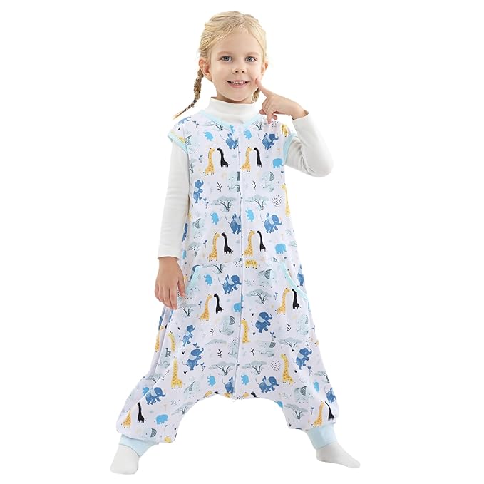 WONDAY Toddler Sleeping Sack, Sleep Sack 3t-5t, Sleep Sack with Legs Baby Wearable Blanket, Toddler Sleep Sacks with Feet, Sleeveless Cotton Sleep Sack for Early Walkers