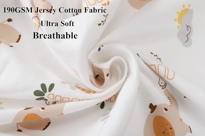 Bassinet Sheets Compatible with UPPAbaby Bassinet, 2 Pack Fitted Sheets, 100% Jersey Knit Cotton 190GSM, Ultra Soft Breathable, Fox Deer and Elephant